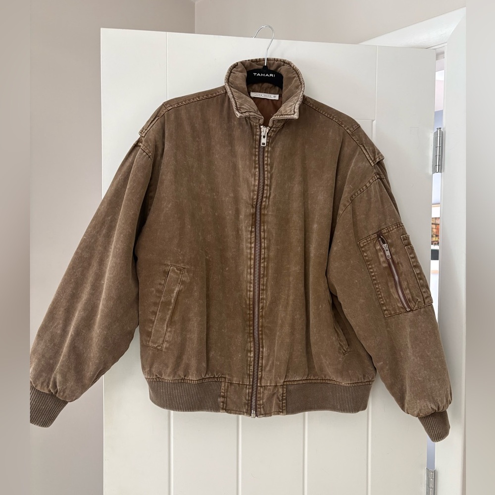 Tahari brand brown corduroy bomber jacket